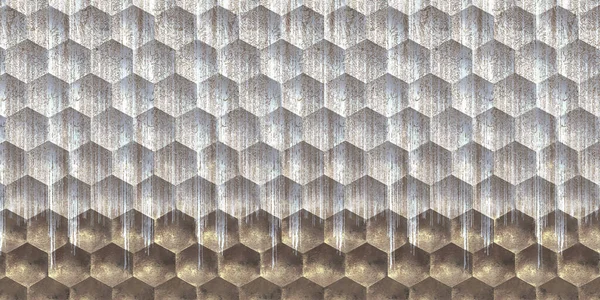 Illustration Abstract Hexagonal White Background Golden Stripes Depth Field Effect — Stock Photo, Image