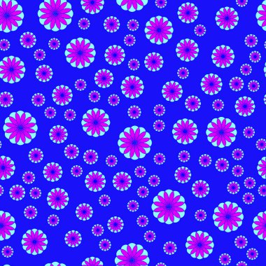 Çiçek desenli mavi zemin üzerine