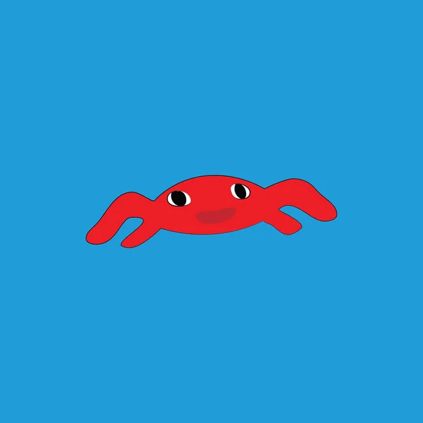 青い背景の赤いカニ — ストックベクタ