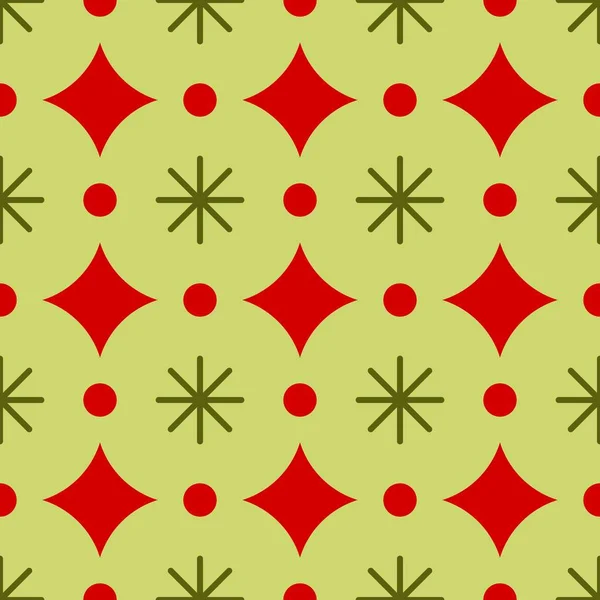 Рождественский Геометрический Вектор Бесшовный Узор Красный Зеленый Элементы Шаблона Красочном — стоковый вектор