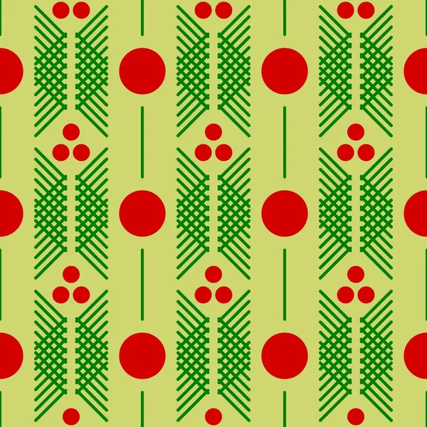 Modèle Sans Couture Vectoriel Géométrique Noël Éléments Motif Rouge Vert — Image vectorielle
