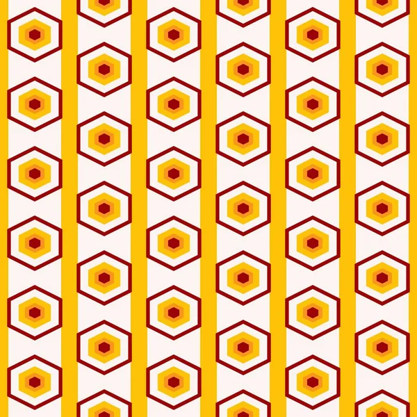 Honeycomb Sömlös Vektor Mönster Samling Mönster Röda Orange Gula Och — Stock vektor