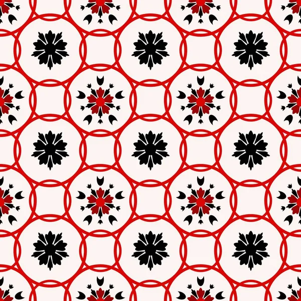 Розово Красно Черно Белая Коллекция Векторных Цветов Геометрическая Плитка Античном — стоковый вектор
