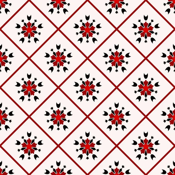 Розово Красно Черно Белая Коллекция Векторных Цветов Геометрическая Плитка Античном — стоковый вектор