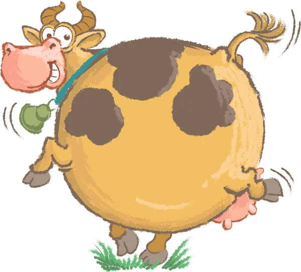 Funny Vector Drawing Cheerful Cow Shape Ball — Stock Vector