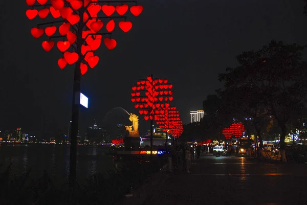 Love Bridge Dhc Marina Cidade Nang Iluminado Noite — Fotografia de Stock
