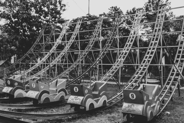 Black White Picture Abandoned Decay Amusement Park Nang Vietnam — Stock Photo, Image