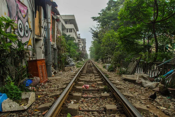 Eine Art Eisenbahngleis Der Eisenbahnstraße Von Hanoi Vietnam — Stockfoto