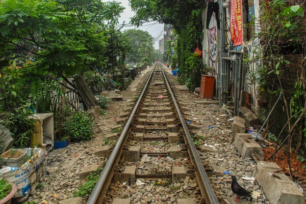 Eisenbahnstrecke Durch Hanoi Zur Eisenbahnstraße Vietnam — Stockfoto