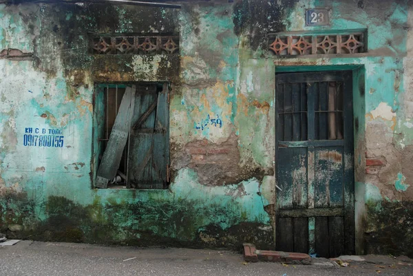 Deur Raam Van Klein Oud Huis Vietnam — Stockfoto