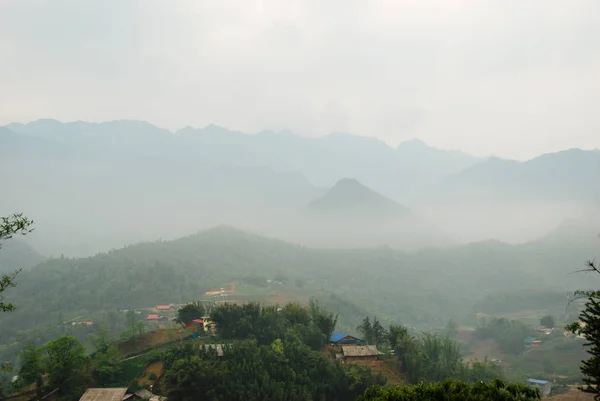 Brouillard Matinal Dans Les Montagnes Sapa Vietnam — Photo