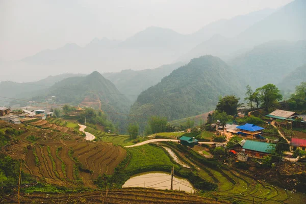 Paysage Belle Nature Autour Sapa Avec Rizières Terrasses Vietnam — Photo
