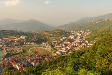 Vietnam 'daki Sapa kasabasının panoraması
