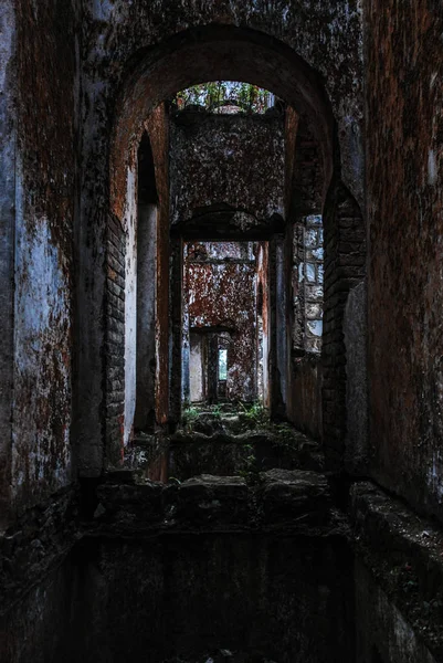 Interior Antiga Igreja Francesa Queimada Abandonada Vietnã Urbex — Fotografia de Stock