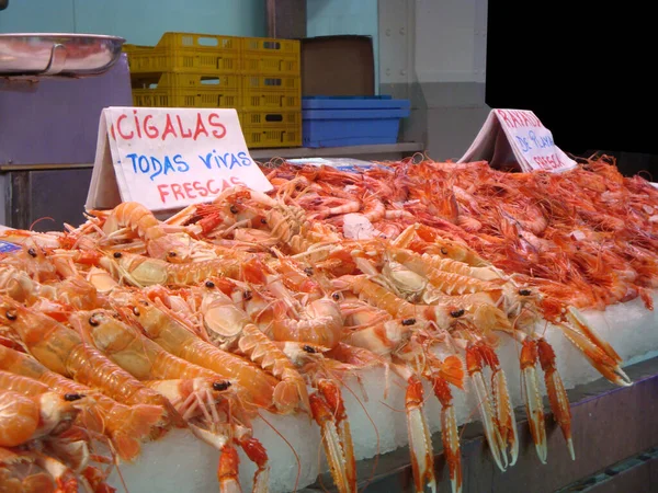 Fotografia Alimentar Fechar Foto Lagostins Mercado — Fotografia de Stock