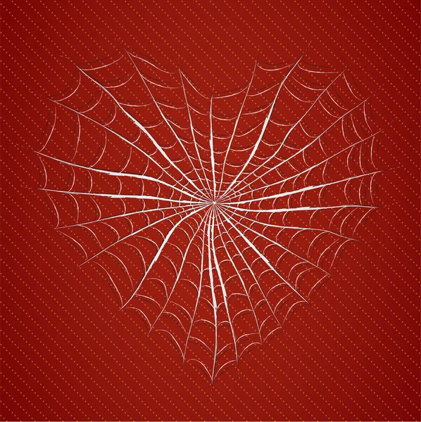 Cobweb heart on red background. — Stock Vector