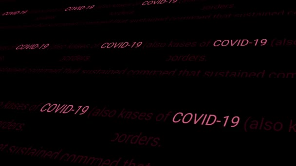 Covid Coronavirüs Farklı Metinde Işaretlenmiş Kelime Haber Medikal Medya Kavramı — Stok video