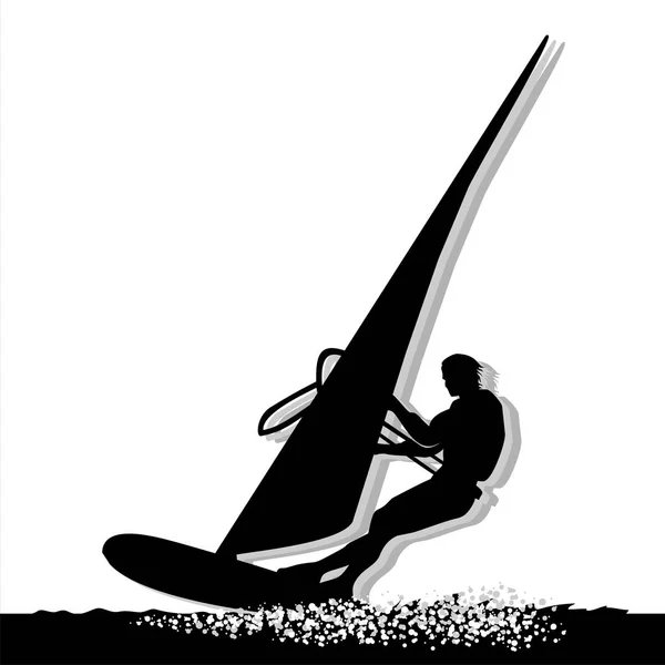Windsurfen sportman silhouet — Stockvector