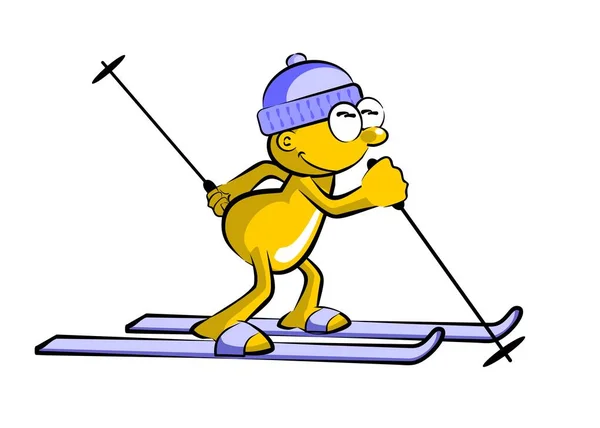 De skiër - grappige cartoon — Stockvector