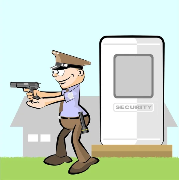 Guard armed with gun in hand at day — Stock Vector