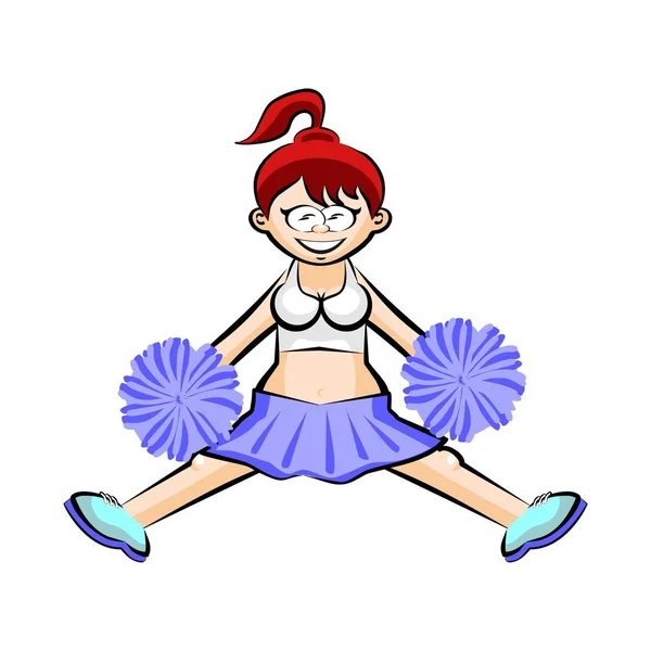 Cheerleaderka śmieszne kreskówka niebieski spódnica — Wektor stockowy
