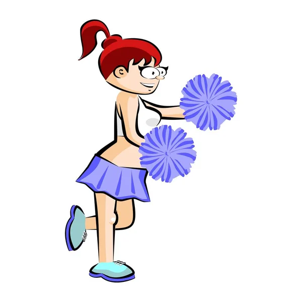 Drôle de pom-pom girl dessin animé Jupe bleue — Image vectorielle