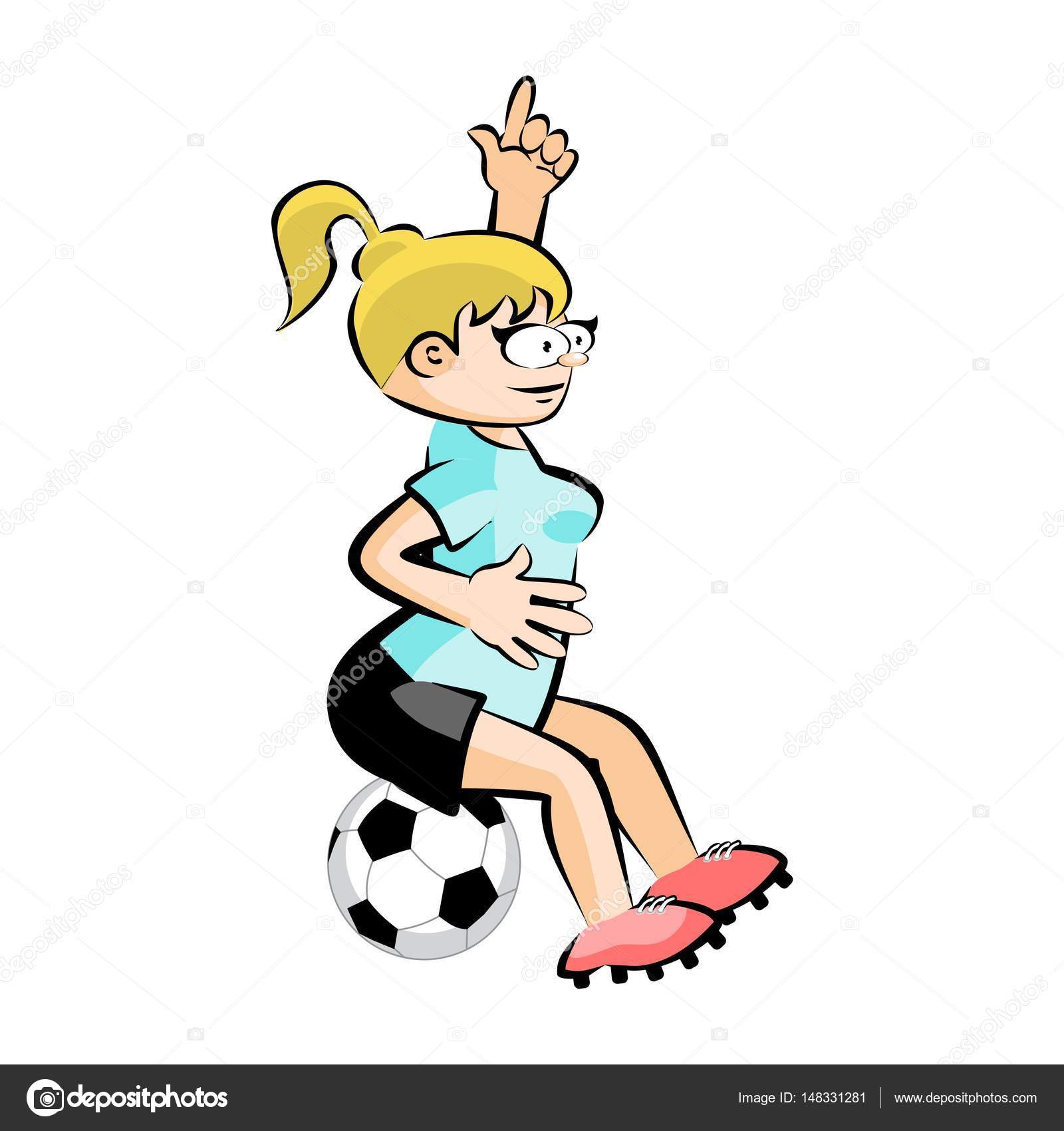 ボール 分離ベクトルの漫画で女子サッカー選手 ストックベクター C Photoestelar