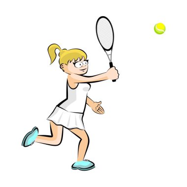 Beyaz izole Tenis oynayan kız