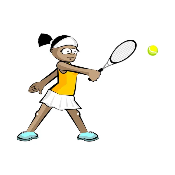 Girl playing tennis isolated on white — Stock Vector