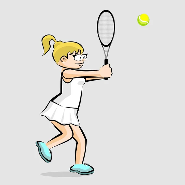 Elszigetelt fehér teniszezni lány — Stock Vector