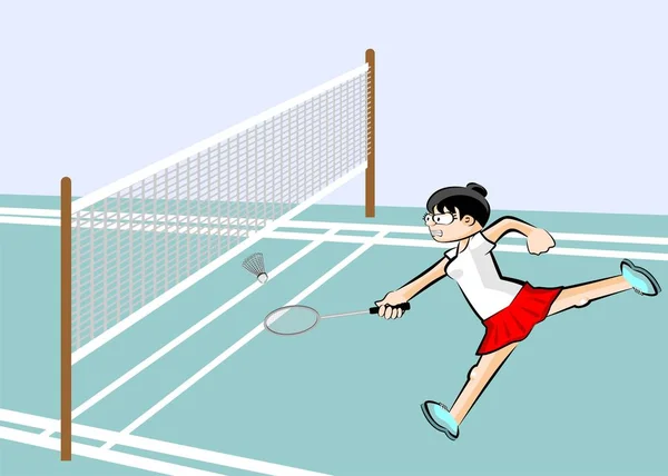 Vrouw spelen badminton — Stockvector