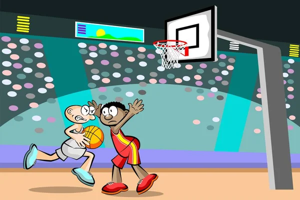 Два баскетболісти на стадіоні — стоковий вектор