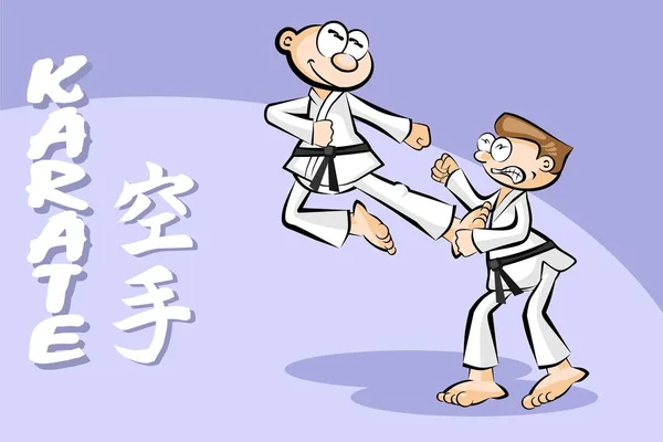 Two men fighting karate