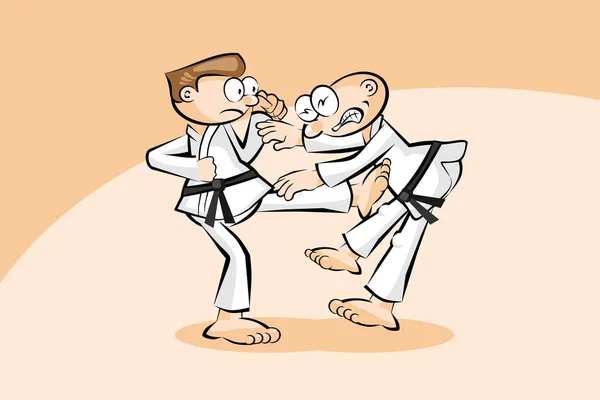 Two men in combat fighting karate