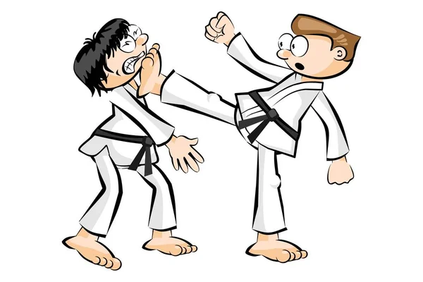 Térkép-karate küzdelemben elszigetelt fehér — Stock Vector