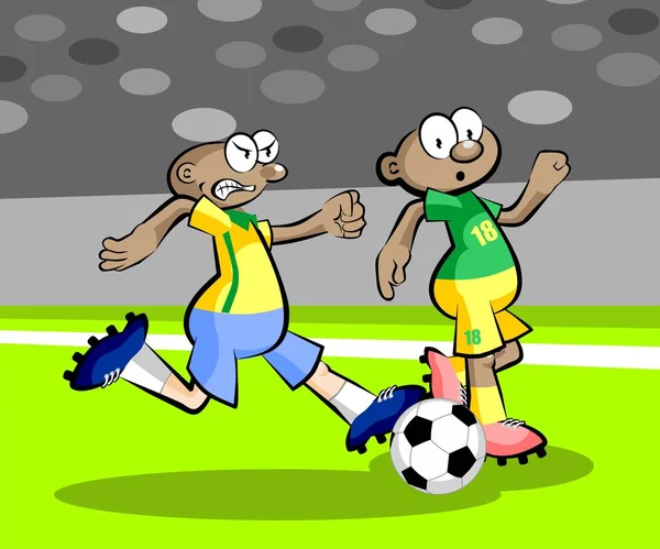 Dibujos animados jugadores de fútbol — Vector de stock