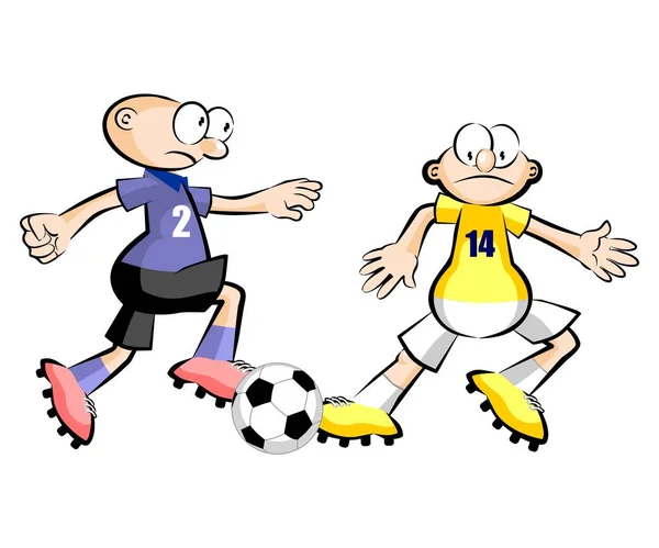Dibujos animados jugadores de fútbol aislados sobre blanco — Vector de stock