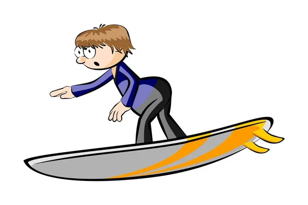 Surfeur garçon isolé sur blanc — Image vectorielle
