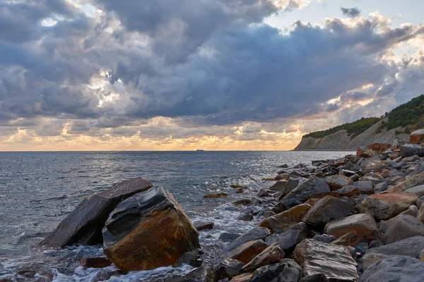 Puesta Sol Verano Sobre Mar Negro — Foto de Stock