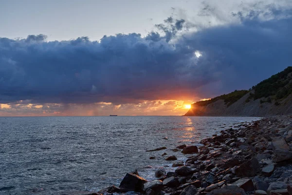 Pôr Sol Verão Sobre Mar Negro — Fotografia de Stock