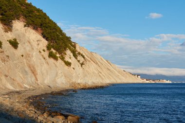 Karadeniz kıyısının kışın güneşli manzarası