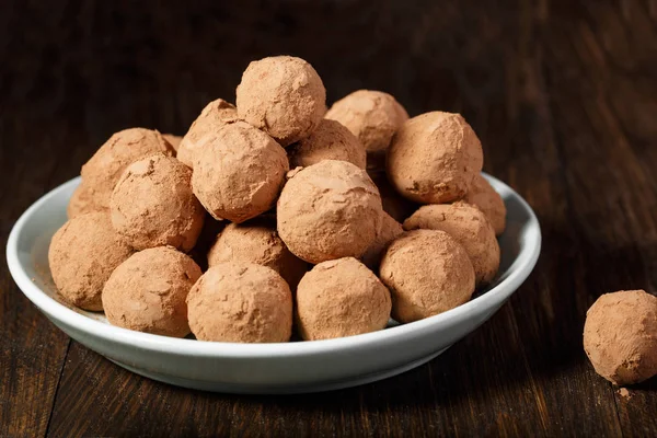 Homemade candies covered with cacao — Stock Photo, Image