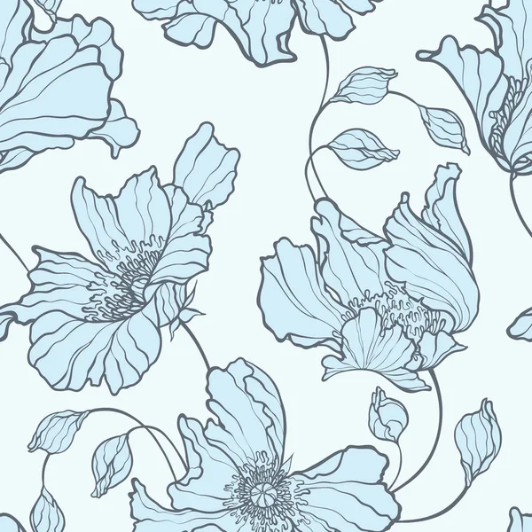 Patrón sin costuras con flores amapola — Archivo Imágenes Vectoriales
