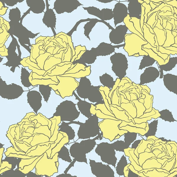 Seamless Pattern Poppy Peonies Roses Flowers — Stock Vector