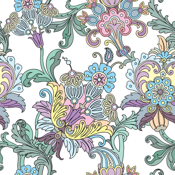 Naadloos patroon met bloemen ornament — Stockvector