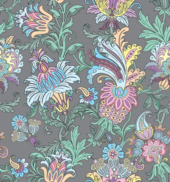 Naadloos patroon met bloemen ornament — Stockvector