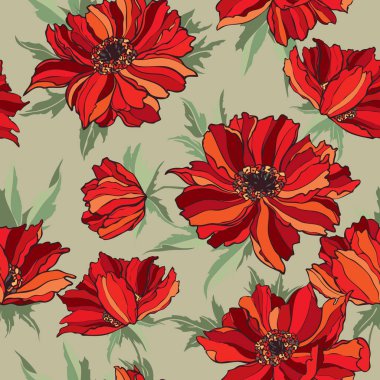 Elegance Seamless modeli ile haşhaş veya gül çiçek 