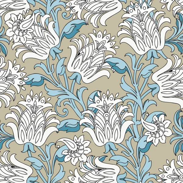 Motif sans couture avec ornement floral — Image vectorielle