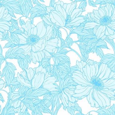 Poppy, Peonies veya gül çiçek ile Seamless Modeli 