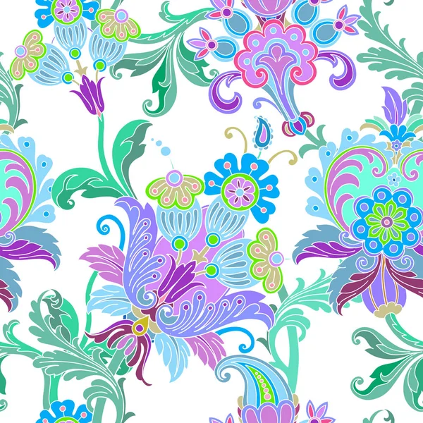 Naadloos Patroon Met Bloemen Ornament — Stockvector